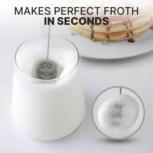 Vista 576 de Zulay Milk Boss Espumador de leche potente manual, hace espuma para latte, batidor para mezclar bebidas, café, miniespumador para capuchino, frappé