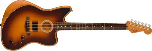 Vista 4 de Fender Acoustasonic Player Jazzmaster Guitarra Acústica Eléctrica, con garantía de 2 años, Sunburst de 2 colores, diapasón de palisandro, con bolsa