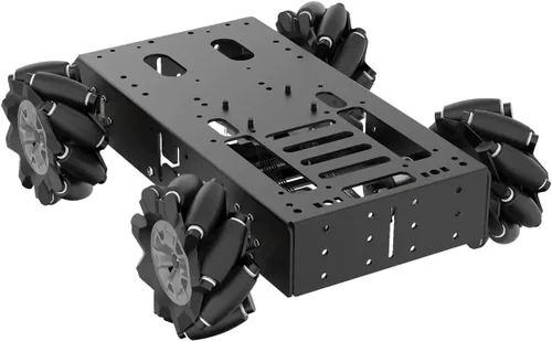 Vista 3 de Hiwonder 4WD Mecanum Robotics Chassis con soporte de metal grande, kit de motor engranado codificador, compatible con Arduino, Raspberry Pi, Jetson