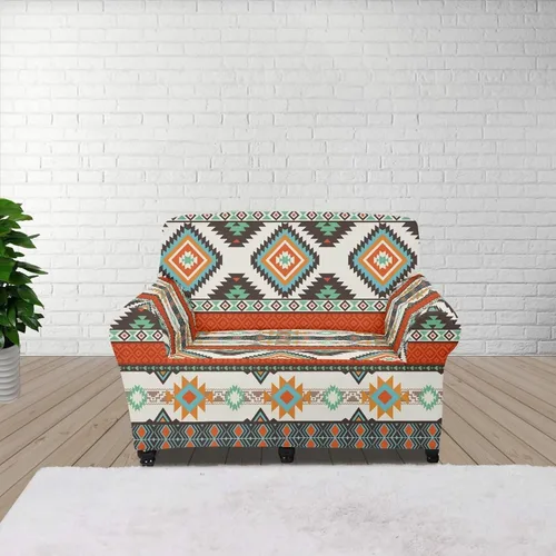 Vista 28 de Funda de sofá de Seater, estilo bohemio, antiarañazos, diseño tribal navajo, nativo americano, diseño tribal, funda de sofá, lavable, elástica
