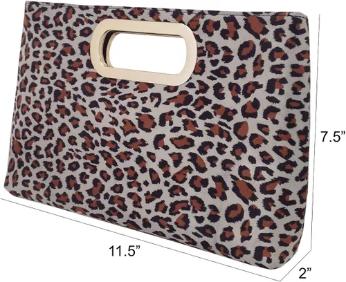 Vista 2 de JNB - Embrague de piel sintética con mango superior de leopardo pequeño