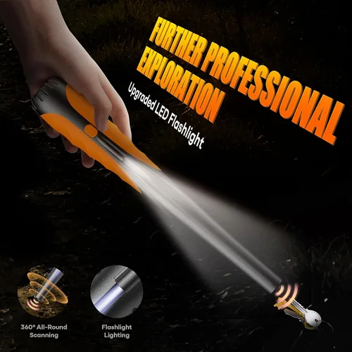 Vista 4 de Detector de Metales Pinpointer, 4 Modos de Búsqueda de Tesoros Localizador de Sonda Profesional Impermeable de Mano Varita Puntero, Detector