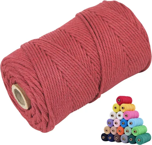 Vista 25 de Cordón de algodón para macramé 3mm x 109 yardas, cuerda de macramé natural color beige, suministros perfectos de algodón para macramé, para hacer