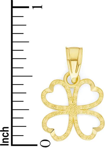 Vista 4 de Colgante de trébol de cuatro hojas de oro auténtico macizo de 10 quilates, dije de buena suerte, regalo de joyería irlandesa, Metal