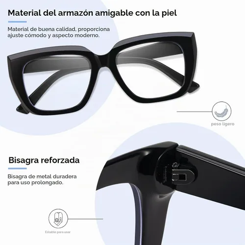 Vista 3 de Square Blue Light Blocking Glasses for Women Men Retro Style Computer TV Eyeglasses