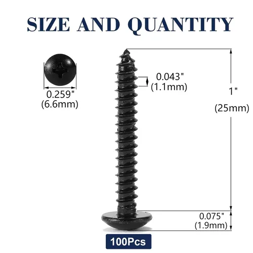 Vista 2 de Tornillo de madera de cabeza de cerradura de 1 x 4, 100 piezas, tornillo Phillips de acero inoxidable 18-8 (304) de autorroscado rápido con óxido