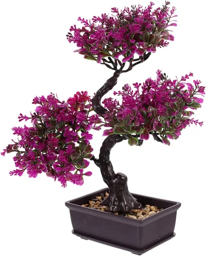 Vista 12 de EXCEART Árbol bonsái artificial, plantas de plástico, adorno bonsái para decoración de boda, árbol bonsái de imitación verde