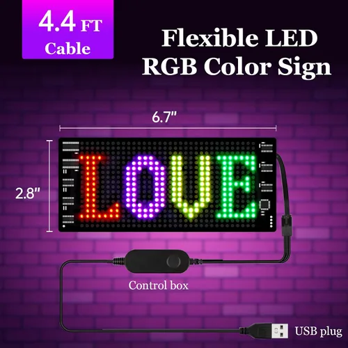 Vista 3 de GOTUS Letrero LED para automóvil, letrero LED de desplazamiento, flexible, aplicación Bluetooth, animaciones de diseño de bricolaje, texto, graffiti