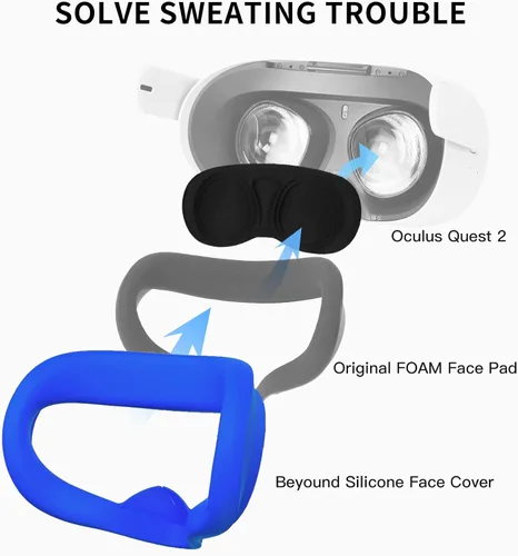 Vista 4 de Juego de funda de silicona para Oculus Quest 2, funda protectora que incluye cubierta frontal y cubierta de agarre del controlador, cubierta