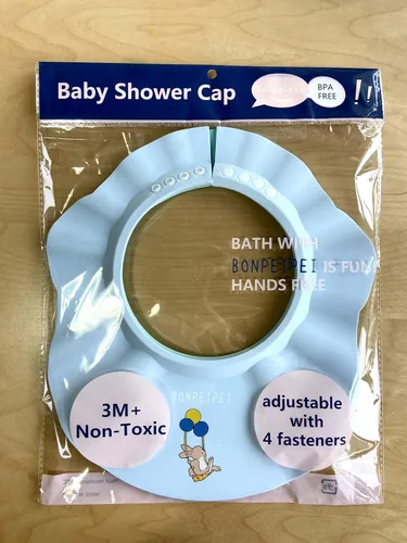 Vista 3 de Gorro de champú para baby shower, 2 piezas, ajustable, de seguridad, EVA, accesorios para visera de baño, impermeable, suave, protector de lavado