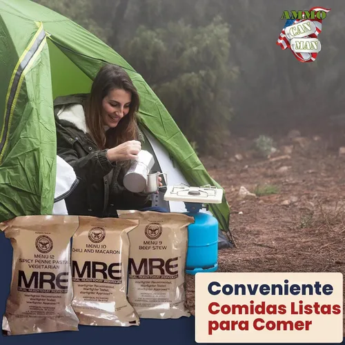 Vista 7 de MREs (Meals Ready-to-Eat) caja A, menús militares originales de EE. UU. 1-12 de Rothco