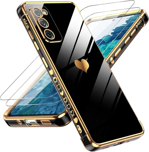 Vista 111 de LeYi Funda para Motorola-G 2025: Love Heart Plating Luxury, Negro