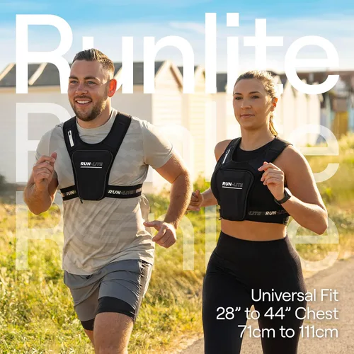 Vista 7 de Chaleco para correr con soporte para teléfono y bolsa impermeable – Cinturón ajustable para pecho de 28 a 44 pulgadas – Equipo reflectante con 2