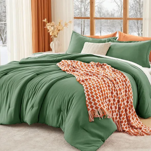 Vista 43 de MUXHOMO Juego de edredón beige tamaño individual/individual XL, ropa de cama alternativa ultrasuave para todas las estaciones. El juego de cama