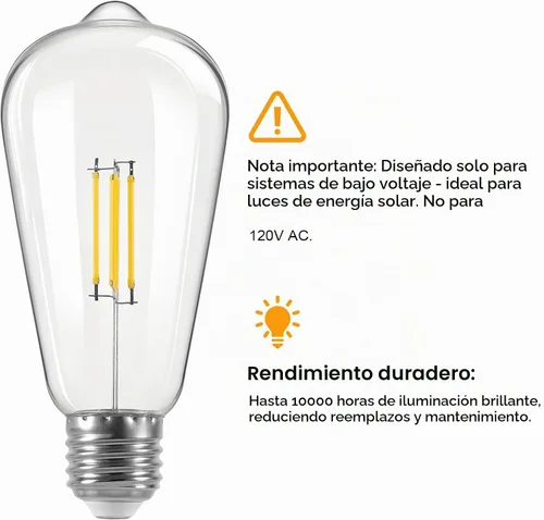 Vista 5 de Bombillas LED, 3 V 2 W de bajo voltaje CC, 3000 K blanco cálido E26 bombilla base para luces solares de granero, aplique de pared al aire libre