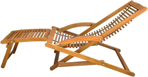 Vista 4 de vidaXL Tumbona, silla de patio con reposapiés, tumbona plegable, tumbona para patio trasero, piscina, porche, balcón, playa, madera de acacia maciza