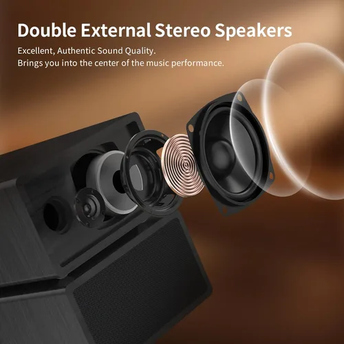 Vista 5 de Tocadiscos con 2 altavoces externos, tocadiscos con entrada Bluetooth, accionado por correa, 33, 45, 78 RPM, tocadiscos LP para discos de vinilo