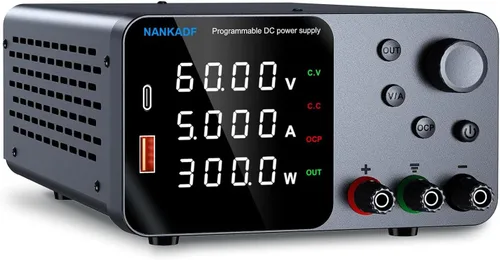 Vista 10 de Fuente de alimentación DC, fuente de alimentación de banco 30V 10A con ajuste de codificador, carga rápida USB&Type-C 5V/3.6A, fuentes