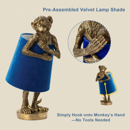 Vista 4 de Crestview Collection - Lámpara de mesa mono de Crestview Collection – Lámpara de animal de resina dorada, lámpara de escritorio de estilo granja art