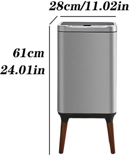 Vista 2 de BONAD Basurero de cocina de 13 litros de gran capacidad, inteligente para cocina, de acero inoxidable, sensor automático, cubo de basura