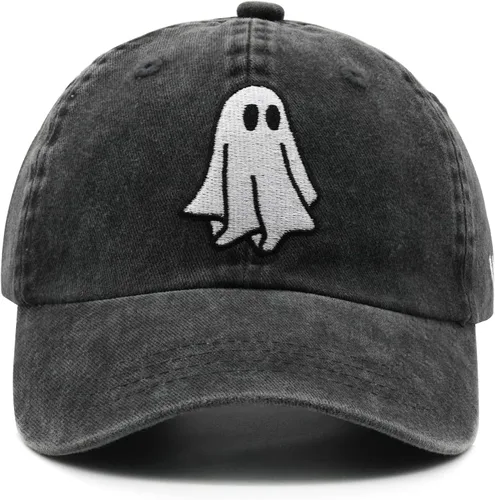 Vista 2 de Waldeal Lindo sombrero de fantasma espeluznante para niños, bordado ajustable, gorras de béisbol para niños y niñas de Halloween