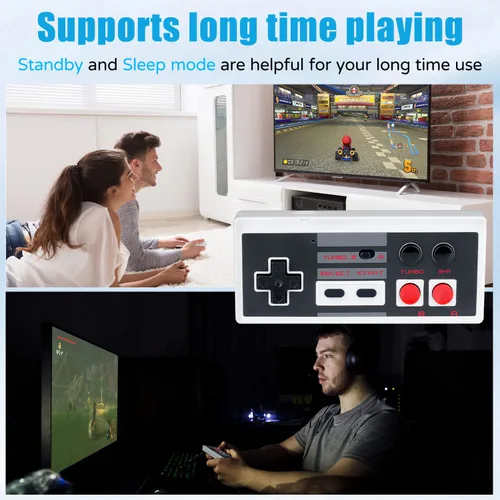 Vista 3 de OSTENT Rechargeable Wireless Controller Gamepad for Nintendo NES Mini Classic Edition Famicom Mini Console Color White