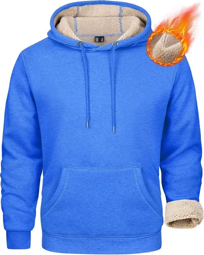 Vista 11 de MAGCOMSEN Sudadera con capucha pesada con forro polar Sherpa para hombre Verde militar