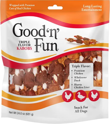 Vista 9 de Good'N'Fun - Brochetas de cuero crudo con triple sabor para perros