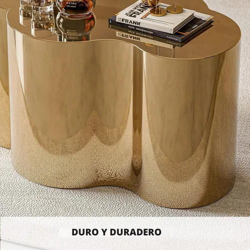 Vista 7 de IKIFLY Mesa de centro inoxidable dorada, diseño moderno de moda de nube