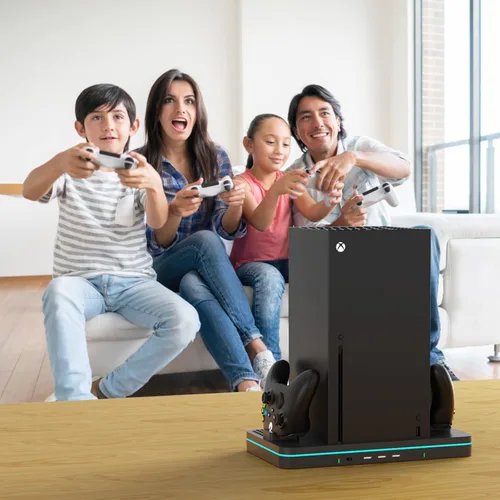Vista 8 de CODOGOY Soporte de carga con ventilador de refrigeración soporte vertical compatible con consola y controlador Xbox Series XS estación de carga