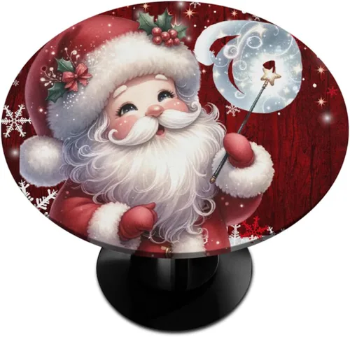 Vista 16 de Pardick Mantel redondo ajustable para decoración de Navidad, mantel circular rojo con elástico, lavable, para exteriores, cocina, fiesta, patio