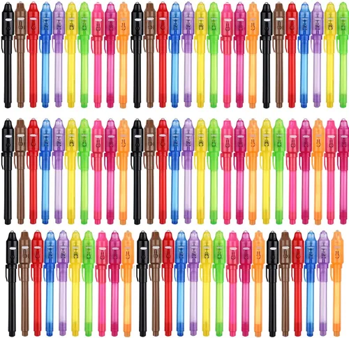 Vista 8 de SCStyle Bolígrafo de tinta invisible, 60 unidades, bolígrafo espía con luz negra UV, marcador mágico para niños, para mensaje secreto y fiesta