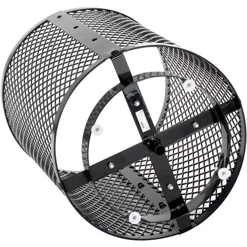 Vista 5 de Global Industrial Bote de basura de acero de diamante para exteriores con tapa para capó de lluvia, base elevada y forro de plástico, capacidad
