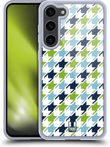 Vista 12 de Head Case Designs Black Houndstooth-Patterns Gel Case [Military Grade Protection] Compatible with Samsung Galaxy S23+ 5G and Compatible with MagSafe