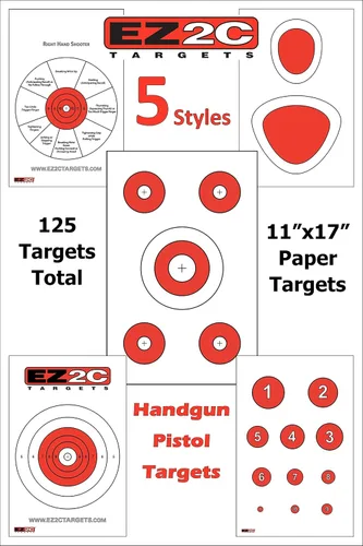 Vista 4 de 5 Style Gun and Rifle Paper Targets Bundle Pack for Shooting by EZ2C ~ Highly Visible and Bright Game Target ~ for Gun Range or Outdoor Use ~ 11" x