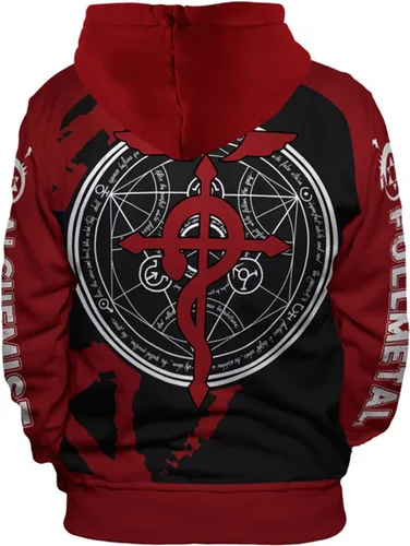 Vista 3 de Weixu Sudadera con capucha de anime 3D Edward Elric Roy Mustang, unisex, para cosplay