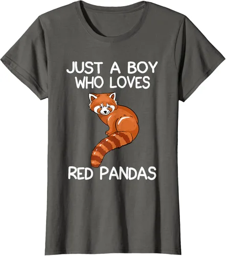 Vista 54 de Just A Boy Who Loves Red Pandas Gift - Camiseta con diseño de panda roja, Negro, S