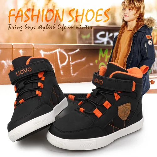 Vista 2 de UOVO Zapatos para niños resistentes al agua, botas de skate de media parte superior, botas atléticas para niños, talla 11 para niños pequeños a 6.5