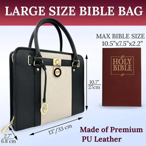 Vista 3 de DEHITE Bible Bags for Women - Leather Bible Carrying Case - Pen Slots - Zippered Pocket - Premium PU Leather