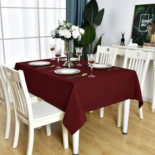 Vista 23 de Mantel Cuadrado Verde Manzana Impermeable Resistente a las Manchas Sin Arrugas Mantel de Mesa de Poliéster 210GSM Limpiable Cubierta de Mesa