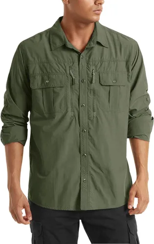 Vista 14 de TACVASEN Camisa de pesca de manga larga para hombre, de secado rápido Negro