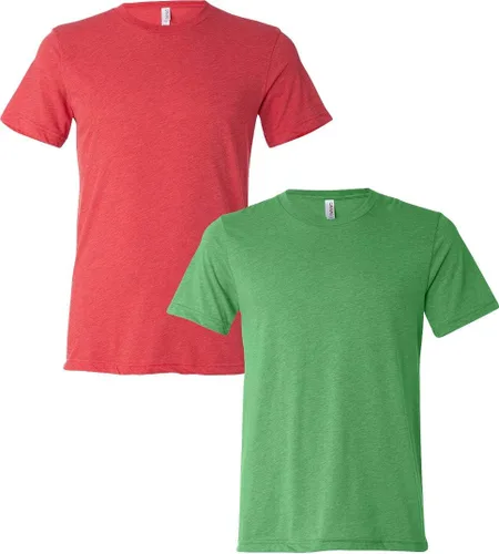 Vista 262 de Bella Canvas 3413c para hombre (1) Triblend verde + (1) Triblend rojo