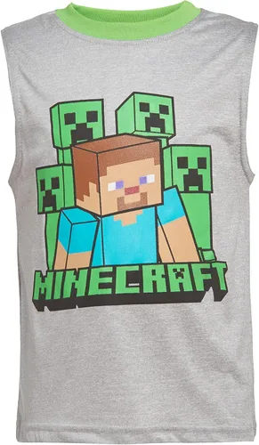 Vista 4 de Minecraft Conjunto de camiseta sin mangas de 3 piezas para niños Creepers