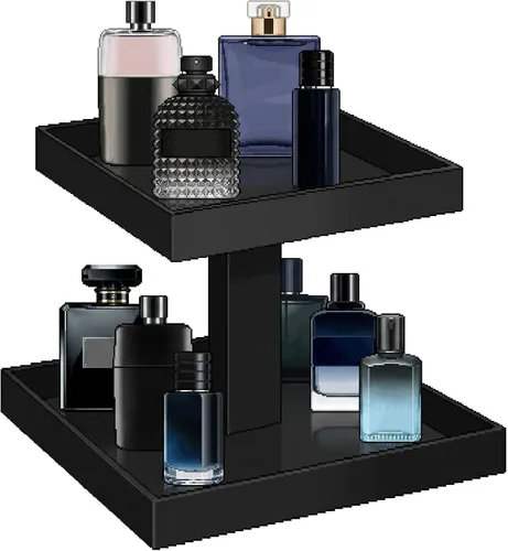 Vista 7 de YAGELI Organizador de Perfumes Negro para Hombres - Estante Organizador de Colonias Acrílico de 2 Niveles para Hombres, Almacenamiento de Tocador