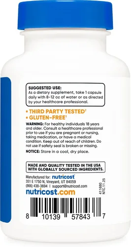 Vista 4 de Nutricost Orotato de litio (1,000 mcg) 120 cápsulas - Vegano, sin gluten, sin OMG GMO-Free