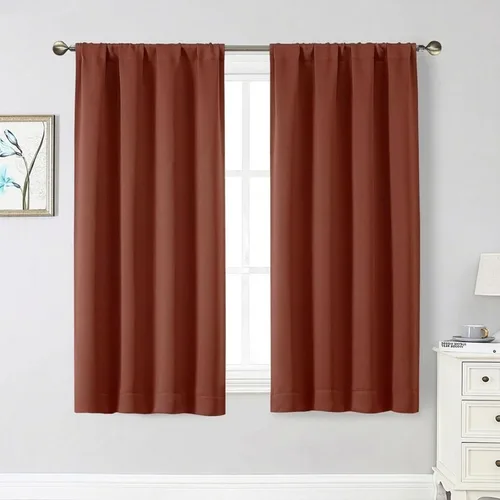 Vista 102 de Cortinas opacas para dormitorio, sala de estar, juego de 2 paneles de 54 pulgadas de largo, cortinas de oscurecimiento de habitación con aislamiento