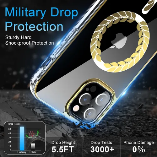 Vista 3 de Hasaky Funda magnética diseñada para iPhone 12 Pro Max de 6.7 pulgadas, compatible con MagSafe, purpurina brillante transparente [no amarillento]