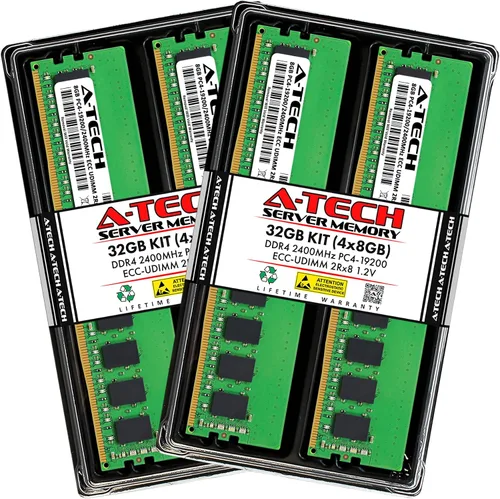 Vista 55 de A-Tech Servidor 4GB DDR4 2133MHz PC4-17000 ECC UDIMM 1Rx8 Rango único 1.2V ECC sin búfer DIMM 288-Pin Server & Workstation RAM módulo