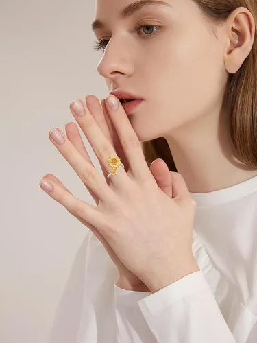Vista 5 de Anillo ajustable de abejamariposamostazacolibrígatoarco iris para mujer, plata de ley 925, anillos de cuchara para mujer, tamaño adecuado