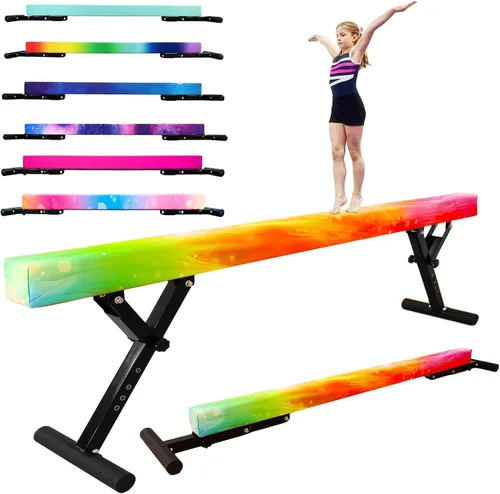 Vista 15 de FC Funcheer - Viga de equilibrio ajustable para niños - Viga de gimnasia de 8 pies - Viga de piso alto y bajo para todos los niveles de gimnasia